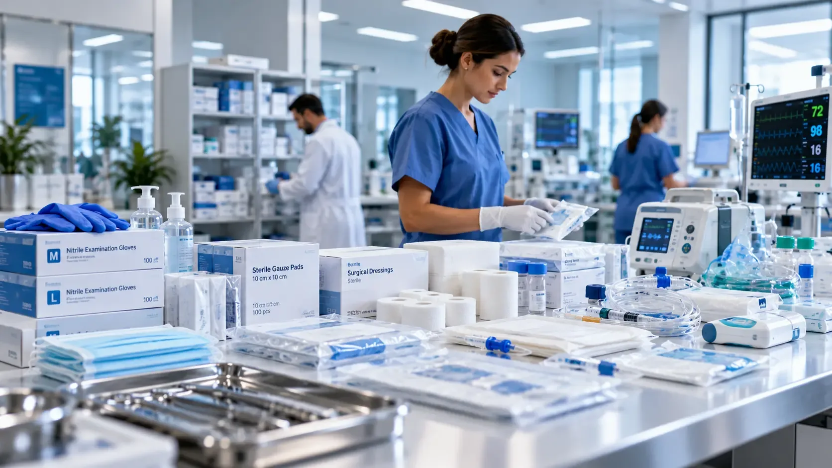 Modern clinical environment with medical products in natural use